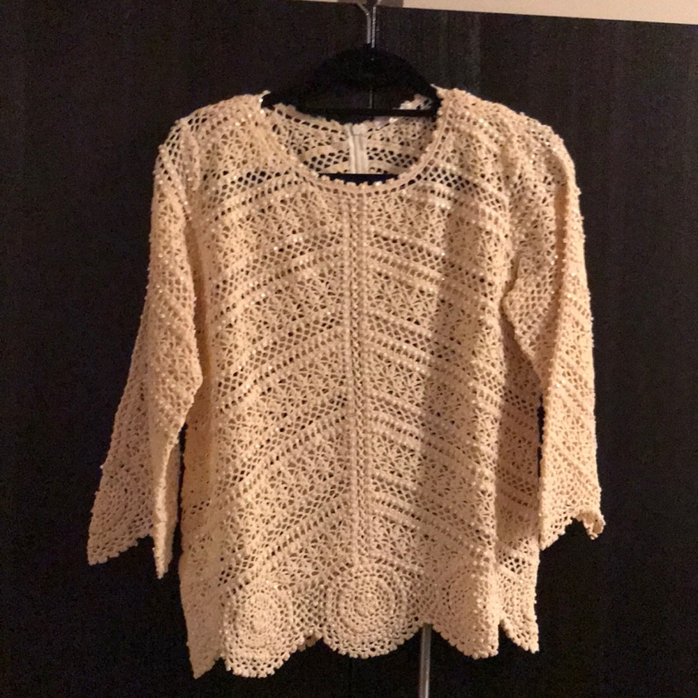Designer Escada Beaded Long Sleeve Sweater 44